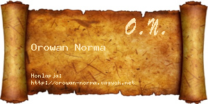 Orowan Norma névjegykártya